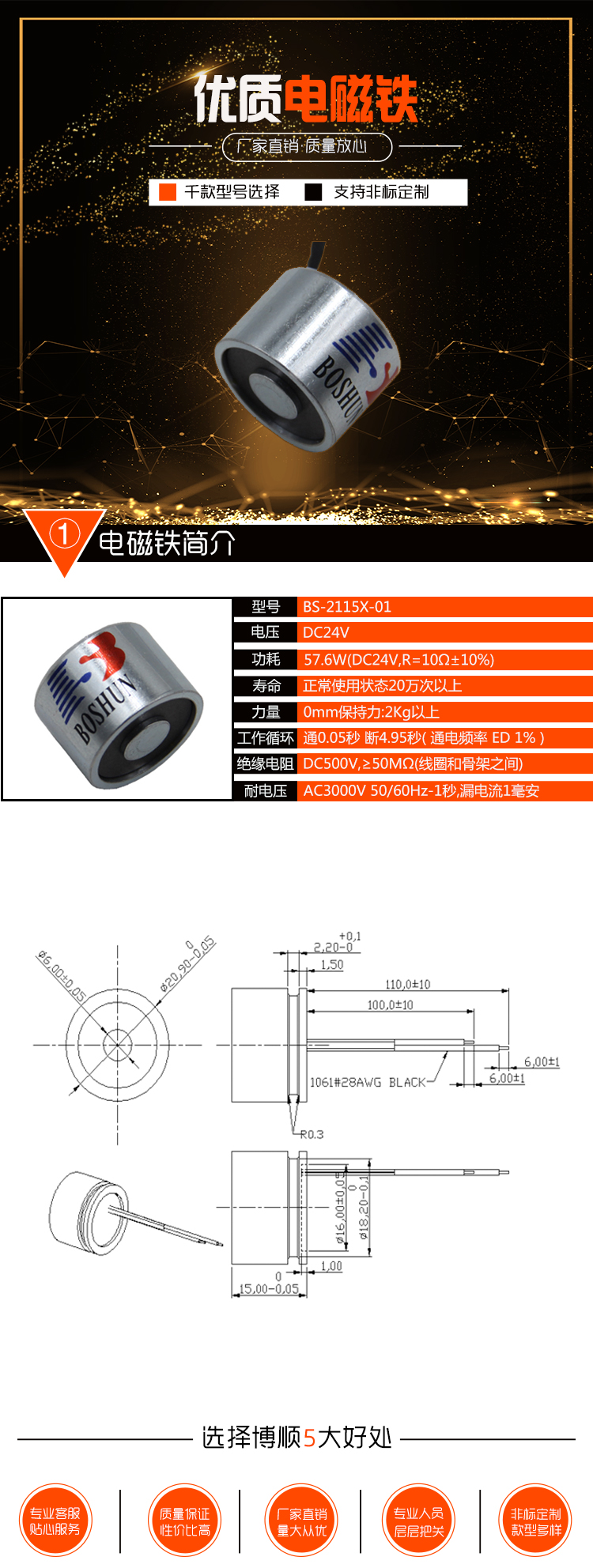 機械手臂電磁鐵吸盤(pán)BS-2115X-01